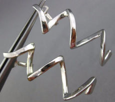 ESTATE 14KT WHITE GOLD 3D CLASSIC ZIG ZAG SNAKE CLIP ON HANGING EARRINGS #26148