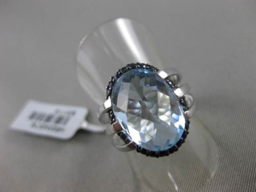 ESTATE LARGE 10.59CT AAA SAPPHIRE & TOPAZ 18K WHITE GOLD OVAL HALO FILIGREE RING