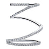 ESTATE .71CT DIAMOND 18K WHITE GOLD SWIRL SEMI ETERNITY FLEXIBLE ADJUSTABLE RING