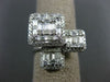 LARGE 1.40CT ROUND & BAGUETTE DIAMOND 18K WHITE GOLD 3D SQUARE CLUSTER HALO RING