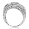 ESTATE WIDE .31CT DIAMOND 14KT WHITE GOLD MULTI ROW CRISS CROSS ANNIVERSARY RING