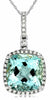 ESTATE 3.56CT DIAMOND & AAA AQUAMARINE 14KT WHITE GOLD CUSHION HALO PENDANT