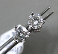 ESTATE .56CT DIAMOND 14KT WHITE GOLD CLASSIC 3D 3 PRONG SOLITAIRE STUD EARRINGS