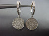 ESTATE .50CT DIAMOND 14KT WHITE GOLD 3D CLUSTER PAVE CIRCULAR HANGING EARRINGS