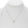 ESTATE .76CT ROUND DIAMOND 14KT WHITE GOLD SOLITAIRE ROUND DOUBLE HALO NECKLACE