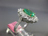 ESTATE LARGE 3.01CT DIAMOND & AAA EMERALD 18KT TWO TONE GOLD 3D FLOWER LOVE RING