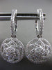 ESTATE LARGE .7CT DIAMOND 14K WHITE GOLD CIRCULAR FLOWER HUGGIE HANGING EARRINGS