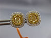 ESTATE 1.47CT WHITE & FANCY YELLOW DIAMOND 18K 2 TONE GOLD CLASSIC STUD EARRINGS
