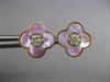 ESTATE .06CT DIAMOND & AAA MOTHER OF PEARL 14KT ROSE GOLD 4 CLOVER STUD EARRINGS