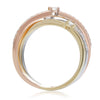 ESTATE .58CT DIAMOND 14K TRI COLOR GOLD 3D CLASSIC TRINITY CRISS CROSS LOVE RING
