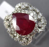 ESTATE EXTRA LARGE 5.29CT DIAMOND & AAA PEAR SHAPE RUBY 14KT WHITE GOLD 3D RING