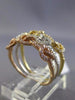 ESTATE WIDE .49CT DIAMOND 18K WHITE YELLOW & ROSE GOLD MULTI ROW LOVE KNOT RING