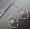 ESTATE LARGE 1.08CT DIAMOND 14K WHITE GOLD FLOWER OPEN FILIGREE HANGING EARRINGS