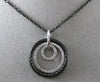 ESTATE .50CT DIAMOND 14KT WHITE & BLACK GOLD 3D TRI CIRCLE ROPE FLOATING PENDANT