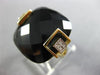 ESTATE LARGE 18.14CT DIAMOND & AAA EXTRA FACET ONYX 14KT YELLOW GOLD SQUARE RING