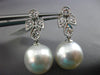 ESTATE LARGE .85CT DIAMOND & AAA SOUTH SEA PEARL 18K WHITE GOLD HANGING EARRINGS