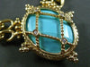 ANTIQUE DIAMOND & AAA TURQUOISE 14KT YELLOW GOLD ETOILE FILIGREE OVAL NECKLACE