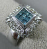 LARGE 1.0CT WHITE & BLUE DIAMOND 14K WHITE GOLD ROUND & PRINCESS FRIENDSHIP RING