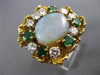 ESTATE EXTRA LARGE 8.80CT DIAMOND AAA OPAL & EMERALD 18K YELLOW GOLD 3D FUN RING