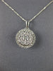 ESTATE .50CT DIAMOND 14KT WHITE GOLD 3D SOLITAIRE CLUSTER HALO FLOATING PENDANT