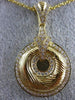 ESTATE LARGE .56CT DIAMOND 18KT YELLOW GOLD V SHAPE CIRCLE OF LIFE LOVE PENDANT