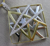 ESTATE LARGE .55CT DIAMOND 18KT TWO TONE GOLD 3D SQUARE STAR CRISS CROSS PENDANT