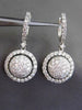 ESTATE LARGE 2.72CT DIAMOND 18KT WHITE GOLD CIRCULAR DOME HALO HANGING EARRINGS