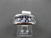 ANTIQUE 1.58CT DIAMOND & SAPPHIRE 18K WHITE GOLD 3 ROW WEDDING ANNIVERSARY RING