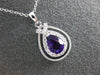 ESTATE .83CT DIAMOND & AAA AMETHYST 14K WHITE GOLD 3D TEAR DROP FLOATING PENDANT