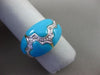 ESTATE .06CT DIAMOND & AAA TURQUOISE 14KT WHITE GOLD 3D CLOUD DESIGN FUN RING