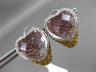 LARGE 15.01CT WHITE & FANCY YELLOW DIAMOND & QUARTZ 14KT WHITE GOLD 3D EARRINGS
