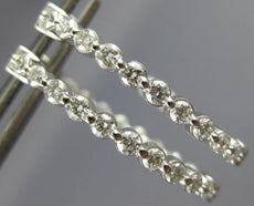 ESTATE 1.0CT DIAMOND 14KT WHITE GOLD 3D ROUND OVAL DOUBLE SIDED HOOP EARRINGS