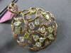 ESTATE LARGE 3.62CT WHITE & FANCY YELLOW DIAMOND 18K GOLD 3D OPEN CIRCLE PENDANT