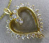 ESTATE LARGE 1.25CT DIAMOND 14K YELLOW GOLD 3D CLASSIC OPEN HEART PENDANT #18518