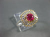 ESTATE 1.64CT DIAMOND & AAA PINK SAPPHIRE 14KT 2 TONE GOLD HALO ENGAGEMENT RING
