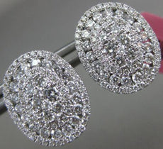 ESTATE LARGE 1.74CT DIAMOND 18KT WHITE GOLD 3D CLASSIC CLUSTER CLIP ON EARRINGS