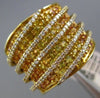 ESTATE LARGE 3.62CT DIAMOND & YELLOW SAPPHIRE 14KT GOLD MULTI ROW COCKTAIL RING