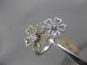 ESTATE .50CT DIAMOND 14KT WHITE & YELLOW GOLD 3D DOUBLE FLOWER HEART LOVE RING