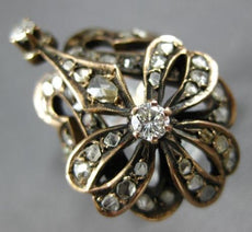 ANTIQUE LARGE 1.0CT ROSE CUT & OLD MINE DIAMOND 14KT WHITE GOLD 3D FILIGREE RING