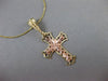 ANTIQUE 14KT YELLOW & ROSE GOLD FILIGREE HANDCRAFTED FLOWER CROSS PENDANT #24777
