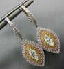 LARGE 1.72CT WHITE PINK & YELLOW DIAMOND 18K TRI COLOR GOLD 3D MARQUISE EARRINGS