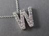 .38CT ROUND DIAMOND 14KT WHITE GOLD CLASSIC "W" INITIAL FLOATING PENDANT #18317