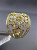 ESTATE LARGE 1.92CT DIAMOND 18KT YELLOW GOLD OPEN FILIGREE FLOWER COCKTAIL RING