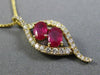 LARGE 1.41CT DIAMOND & AAA RUBY 14KT YELLOW GOLD LEAF INFINITY FLOATING PENDANT