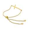ESTATE .15CT DIAMOND 14KT YELLOW GOLD 3D CLASSIC SIDEWAYS CROSS BOLO BRACELET