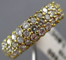ANTIQUE WIDE 3.50CT DIAMOND 18KT YELLOW GOLD MULTI ROW ETERNITY PAVE RING #19289