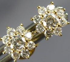 ESTATE .43CT DIAMOND 18KT YELLOW GOLD 3D CLASSIC CLUSTER FLOWER STUD EARRINGS