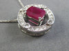 ESTATE 2.20CT DIAMOND & AAA RUBY 18KT WHITE GOLD SOLITAIRE FLOATING PENDANT #392