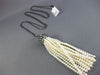 ESTATE EXTRA LARGE .60CT DIAMOND & AAA PEARL 18KT BLACK GOLD 3D TASSLE NECKLACE