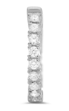 ESTATE .27CT DIAMOND 14KT WHITE GOLD 3D INSIDE OUT 1/2 INCH HUGGIE HOOP EARRINGS
